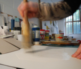 Esther Tyson's bookbinding workshop pasting