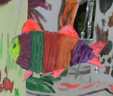 Stripy fish Oceans Alive kids drop-in art event. Manchester